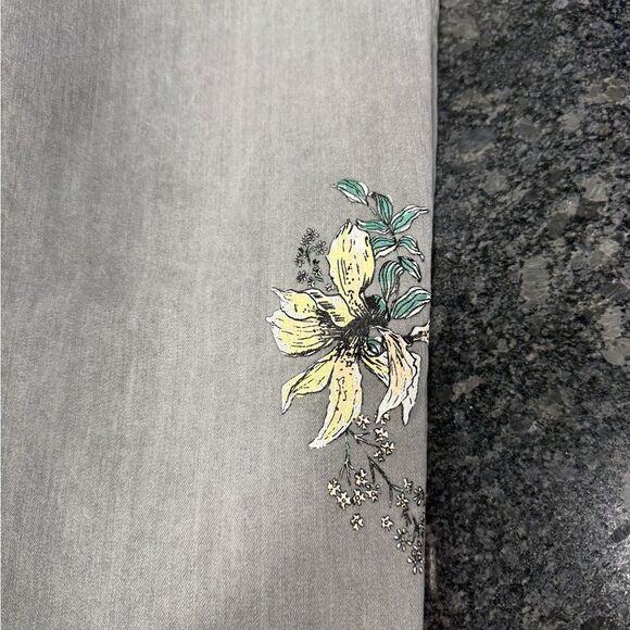 Chico's Gray Jeans with Yellow Floral Embroidery - Picture 3 of 7